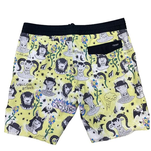 Volcom Swim Shorts Mens 38 Trunks Surf Vitals Ozzy Stoneys Spirit Animal Board - Picture 3 of 4